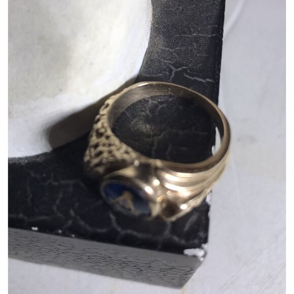 Vintage 14k Yellow Gold Blue Stone Masonic Ring Mason  Vintage  7 Grams Size 9 - Picture 5 of 12